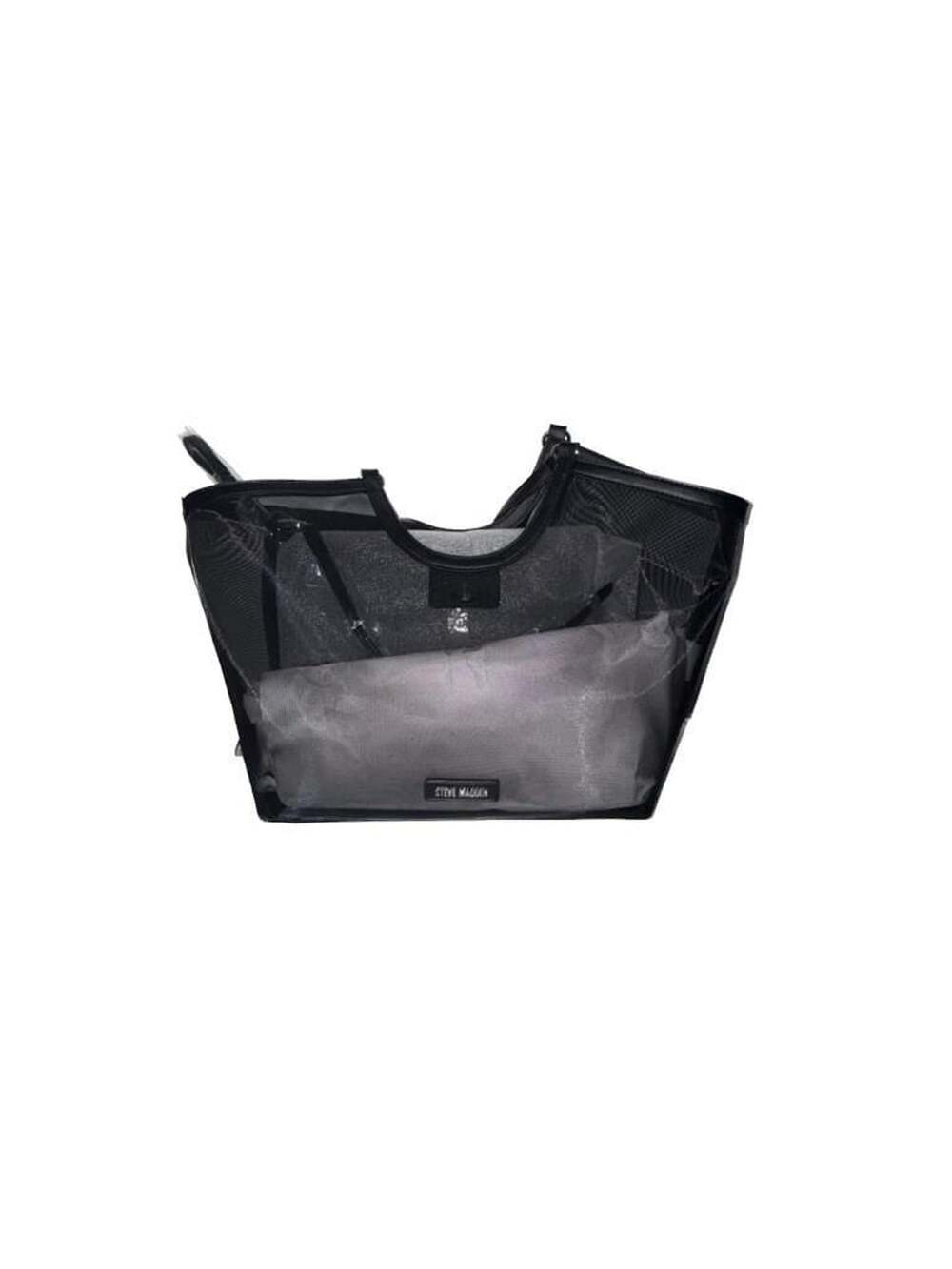 Steve Madden Balexi Black Mesh Tote Bag with Internal Pouch